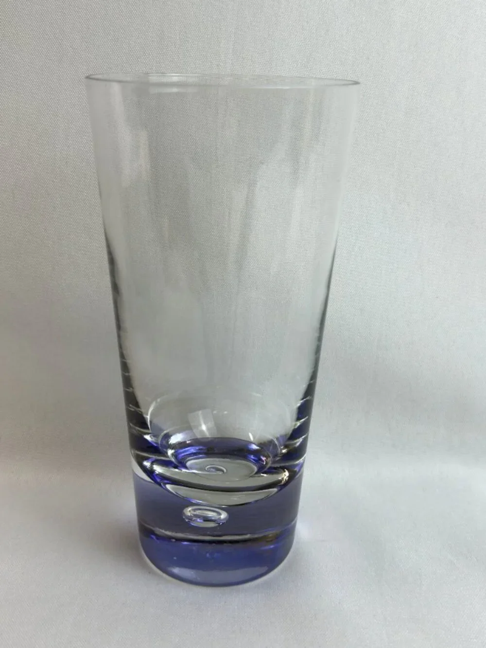 Handmade Polish Vintage Glass Tumblers 12 oz Blue/Purple Bubble Base Set of 4